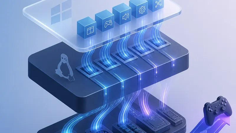 Linux Gaming Gets Faster as Windows APIs Move Into the Kernel concept diagram