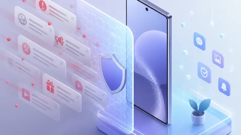 Samsung Galaxy phones now block push ad spam concept diagram